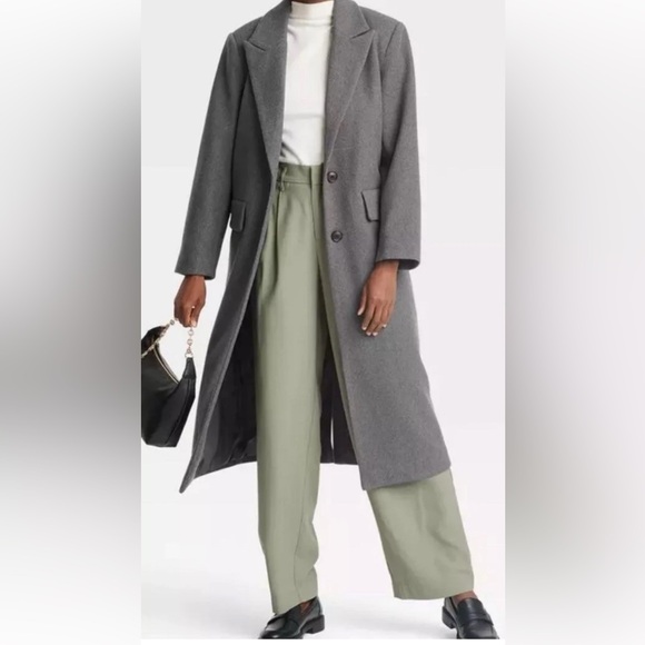 Women's Faux Wool Topcoat - A New Day™ Gray L - Picture 1 of 3
